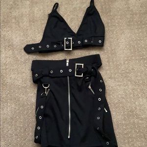 Two piece black buckled set